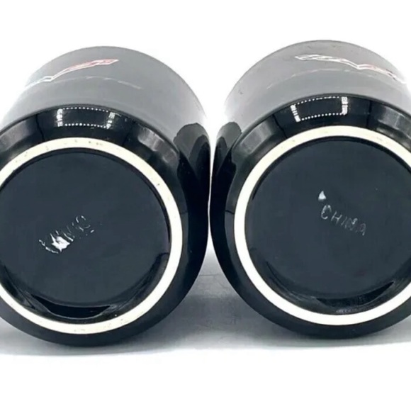 Vintage RARE Chevrolet Corvette Coffee Mug Cup Set of 2 Vette Racing Logo Black - Picture 8 of 12